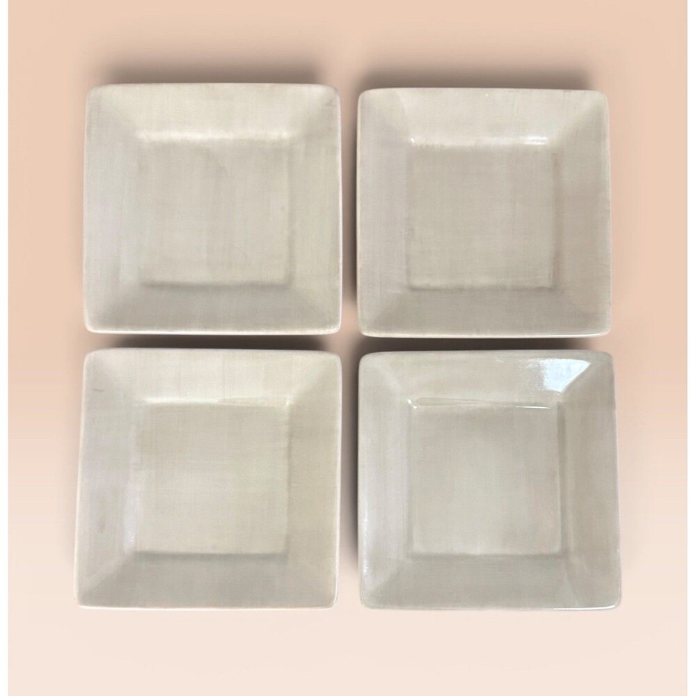 Tabletops Gallery Misto Square 8” Salad Plates - Set of 4 - Beige Taupe